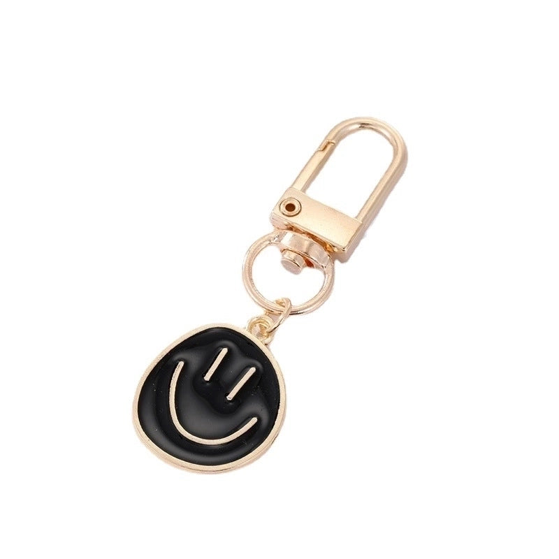 Fashion Alloy Colorful Oil Smiling Face Keychain Electroplated Gold Irregular Pendant Accessories