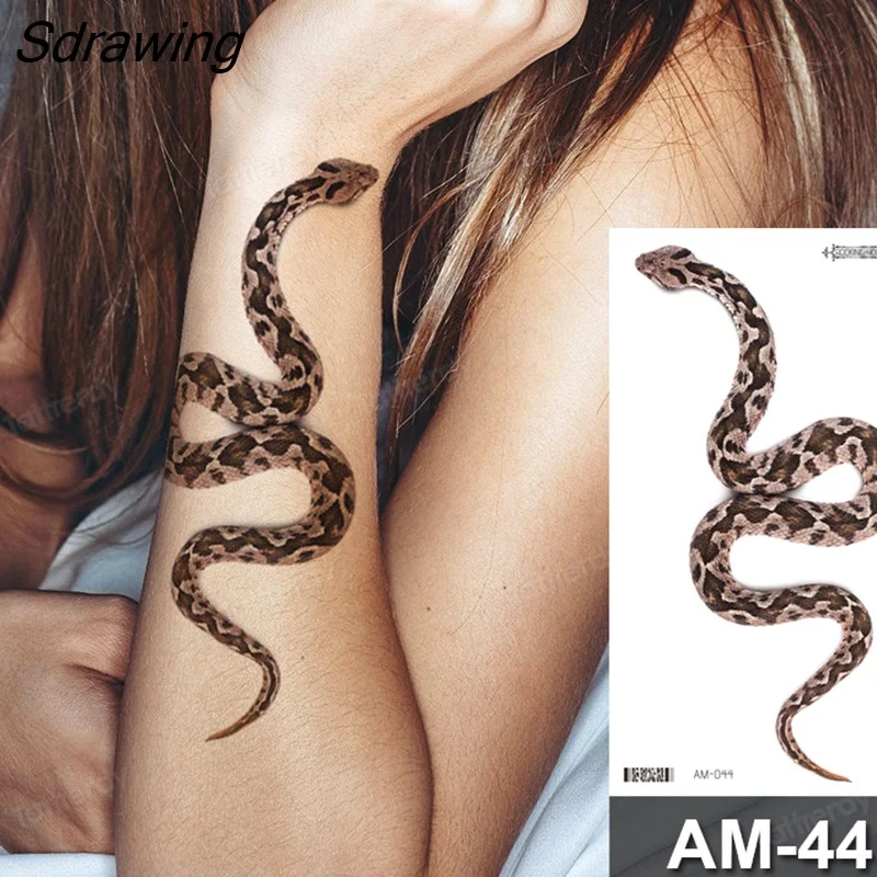 Sdrawing Temporary Tattoos Waterproof Body Art Sexy Snake Dragon Totem Tattoo Women Men Arm Sleeve Leg Black Forest Tattoo Fake