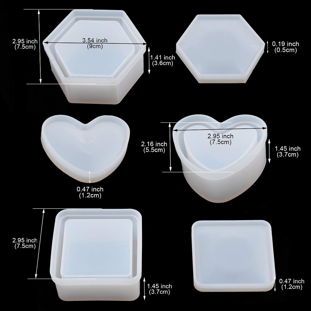 3Pcs Box Resin Molds