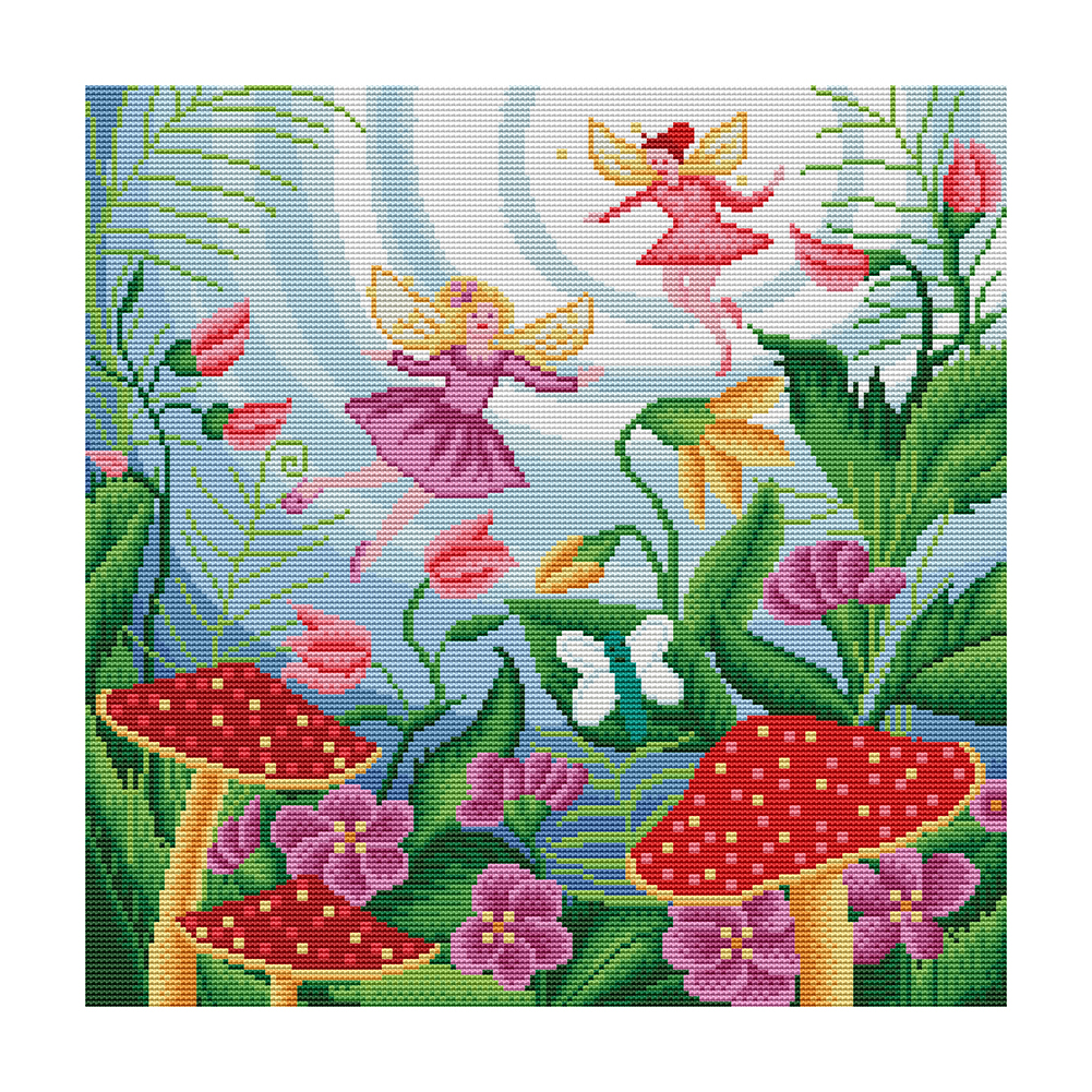 

Mushroom Fairy - 11CT Stamped Cross Stitch - 46*46CM, 501 Original