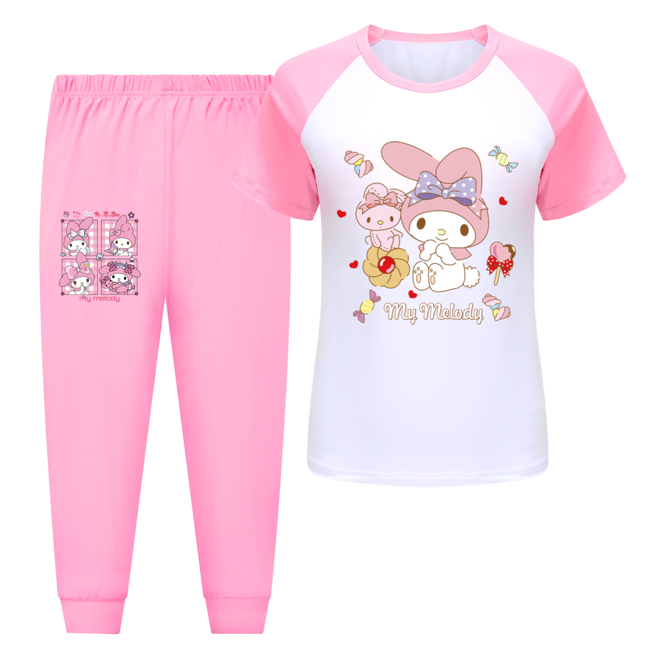 Cinnamoroll Themed Kids' Spring/Summer Pajama Set - Cute Bunny Design for Comfortable Sleep -Mayoulove