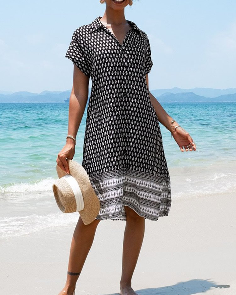 Ophelia Boho Print Buttoned Dress