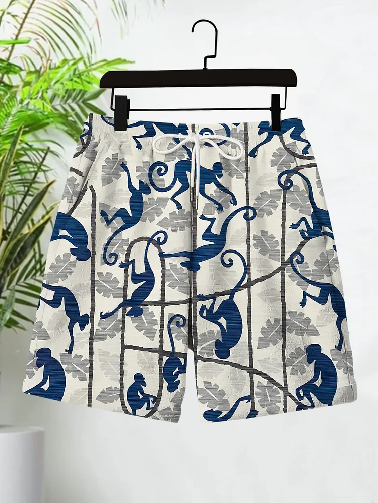 Men's The Monkeys On The Tree Print Casual Shorts