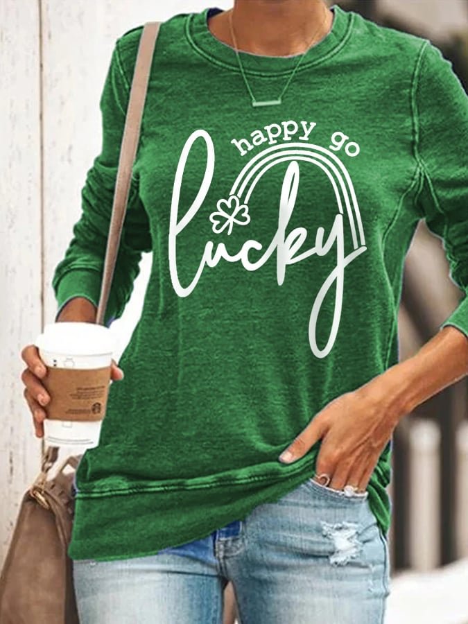 🔥Buy 2 Get 5% Off🔥Women's Happy Go Lucky Shamrock Sweatshirt