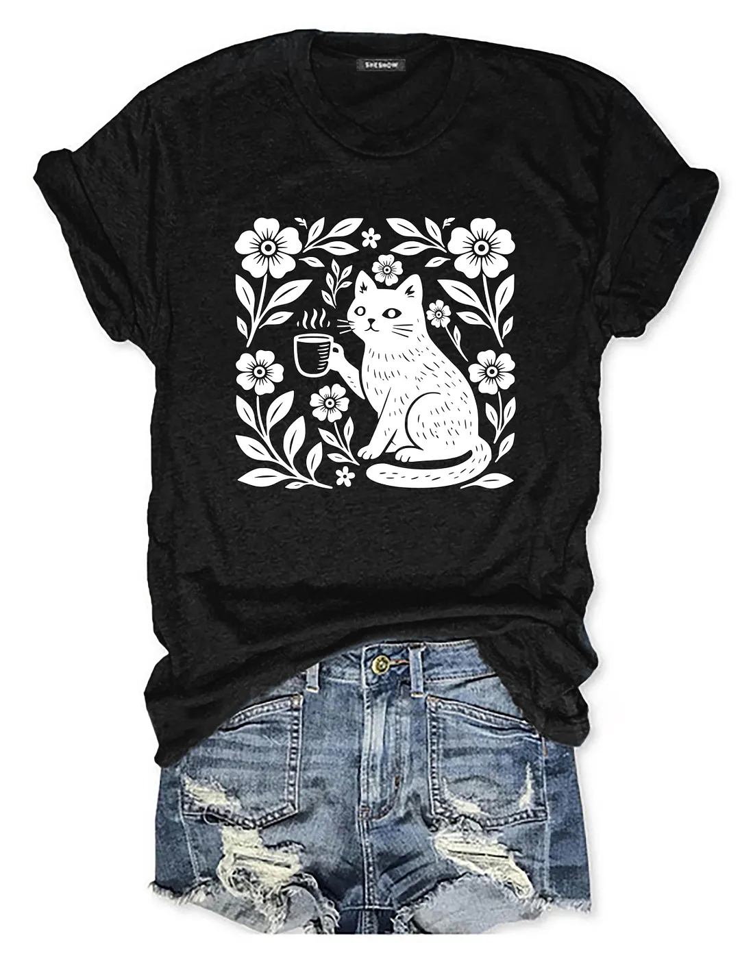 Boho Cat Coffee Lover T-shirt