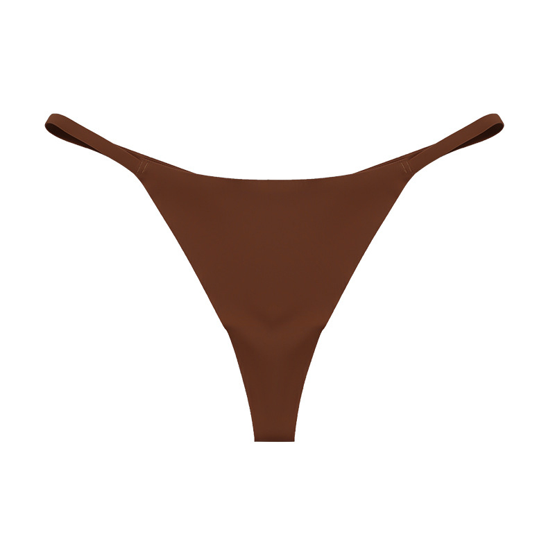 Lidudu Women Seamless Underpants Ice Silk Thongs Sexy Low Waist Bikini T-back Female Solid Color Traceless G-String Panties