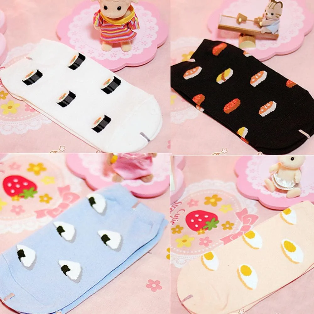 4 Colors Cutie Japanese Sushi Short Socks SP153683