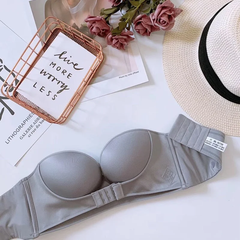 DERUILADY Strapless Invisible Bra Underwear Fashion Wireless Push Up Bras For Women Sexy Lingerie Backless Seamless Bralette Top