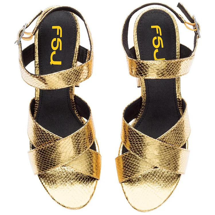 Golden Crystal Ankle Cross Strap Sandals Women's Summer Party High Heels |  eBay