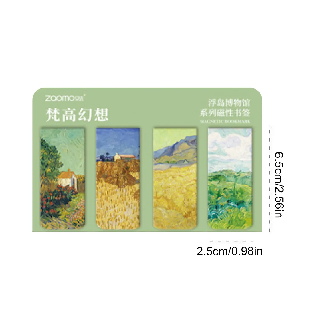 12Pcs Magnetic Art Painting Bookmark Reusable Art Works Page Clip with Strong Magnet Double-Sided for Students Home Office Reading Supplies (Style A)