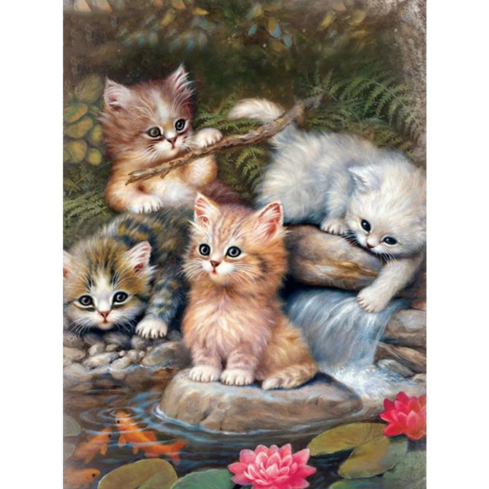 11CT estampado punto de cruz gato (50 * 40cm)