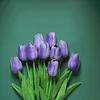 10 Stems | 13" Purple Real Touch Artificial Foam Tulip Flower Bouquets