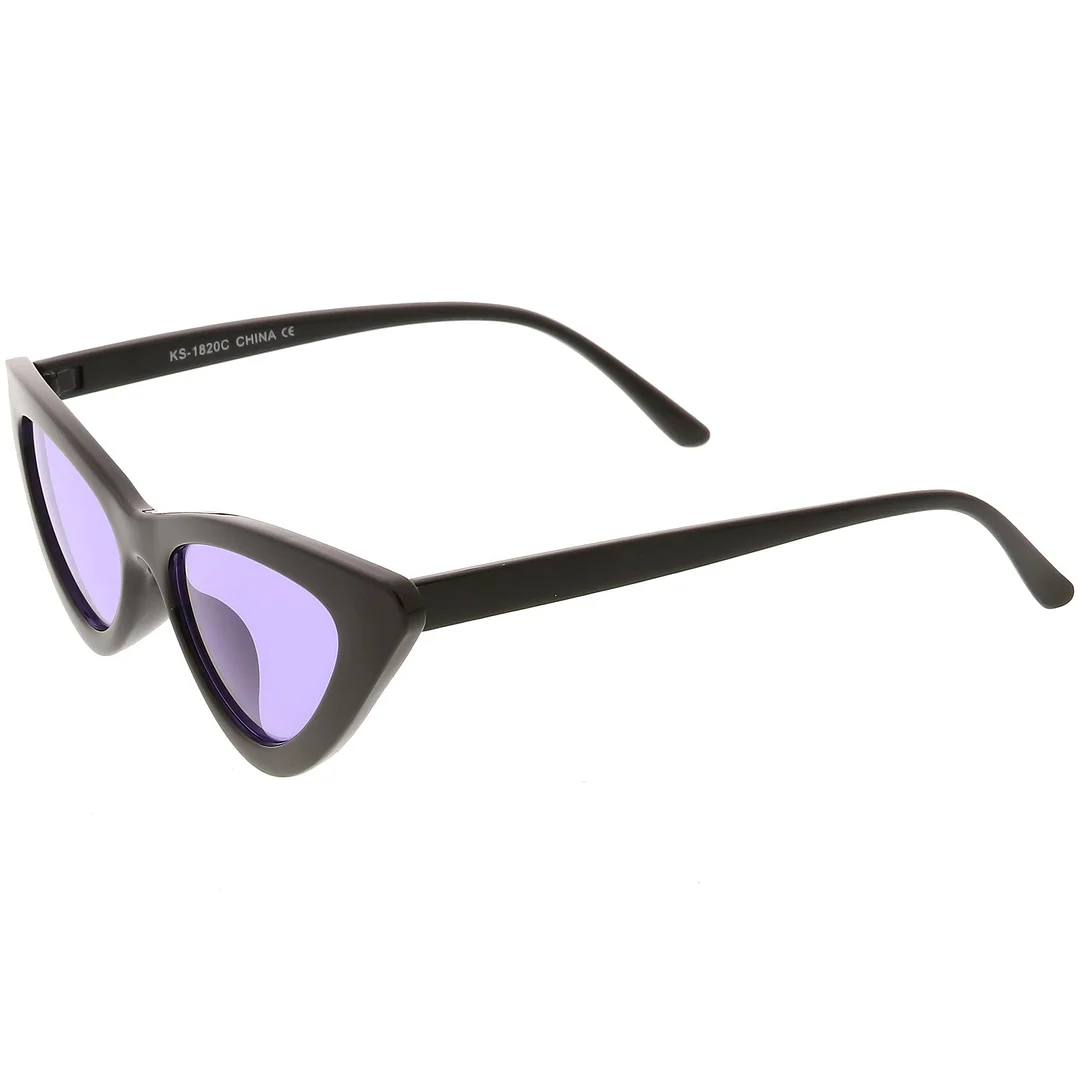 Womens Exaggerated Slim Black Frame Cat Eye glasses Color Tinted Lens 48mm