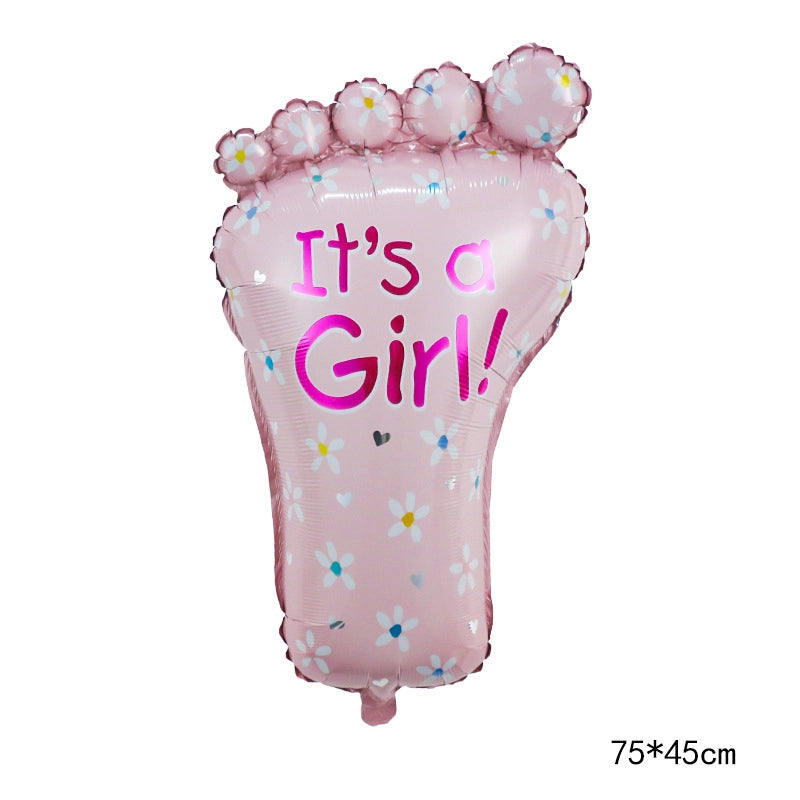 5 Pieces Cartoon Baby Baby Baptism Aluminum Film Balloon Baby Shower Baby Bottle Foot Stroller Balloon