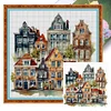 Colored Houses-18CT Stamped Cross Stitch 40*40cm/15.75*15.75in