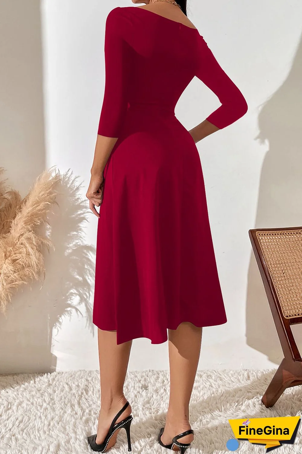 Black Casual Solid Patchwork V Neck A Line Dresses