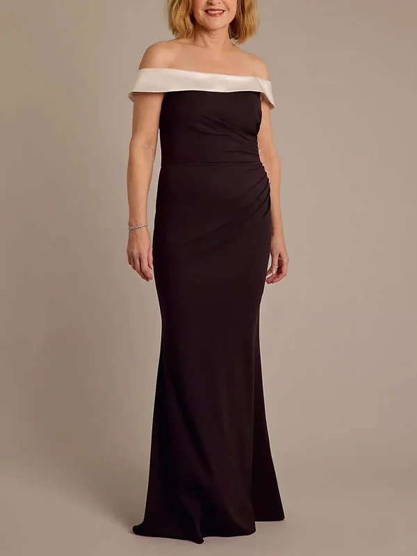 Off-the-shoulder Crepe Sheath Dress