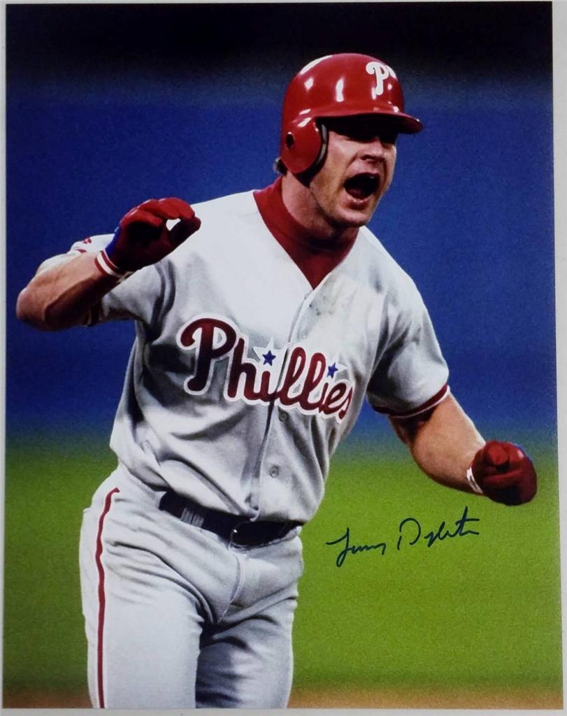 LENNY DYKSTRA SIGNED 11x14 Photo Poster painting Philadelphia Phillies (D)