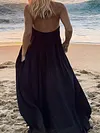 Loose Solid Color Condole Belt Maxi Dress