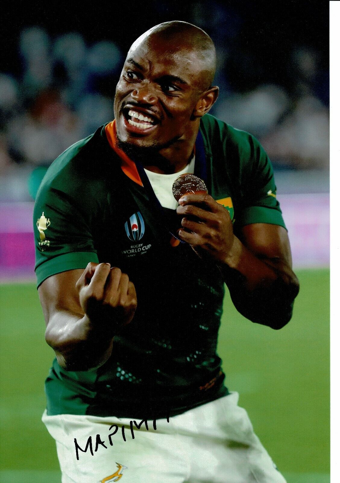 Makazole Mapimpi Signed 12X8 Photo Poster painting SPRINGBOKS South Africa AFTAL COA (2251)