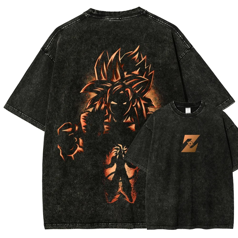 Anime-Inspired Graphic Washed Cotton T-Shirt