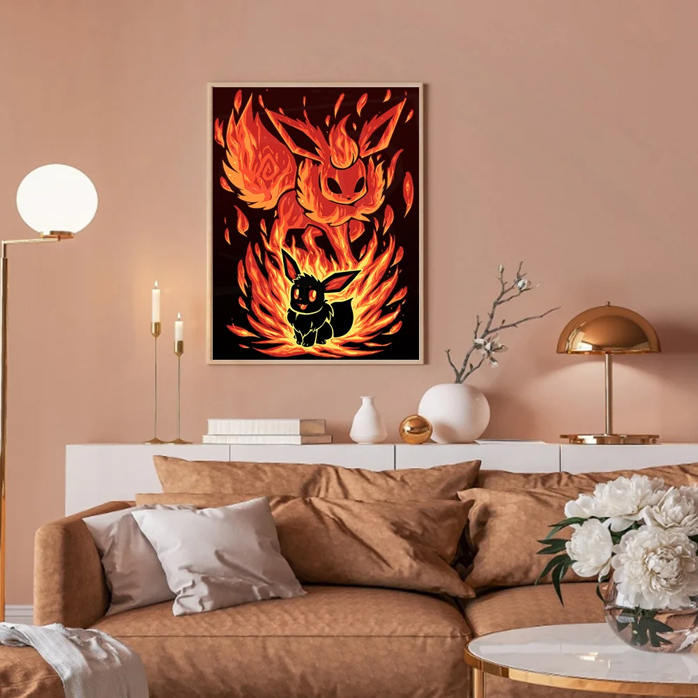 Diamond Painting - Full Round Drill - Silhouette Pokémon(Canvas|30*40cm)