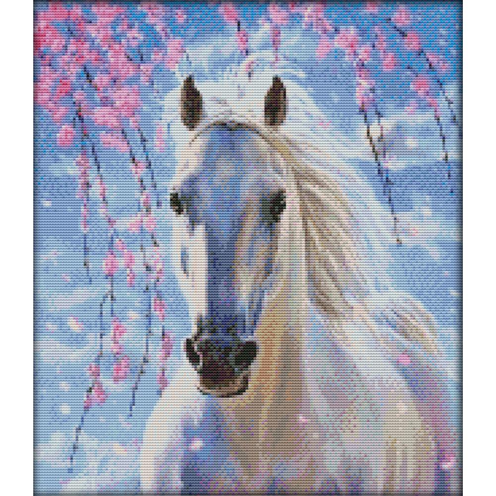 

White Horse - 14CT Stamped Cross Stitch - 36*42cm, 501 Original