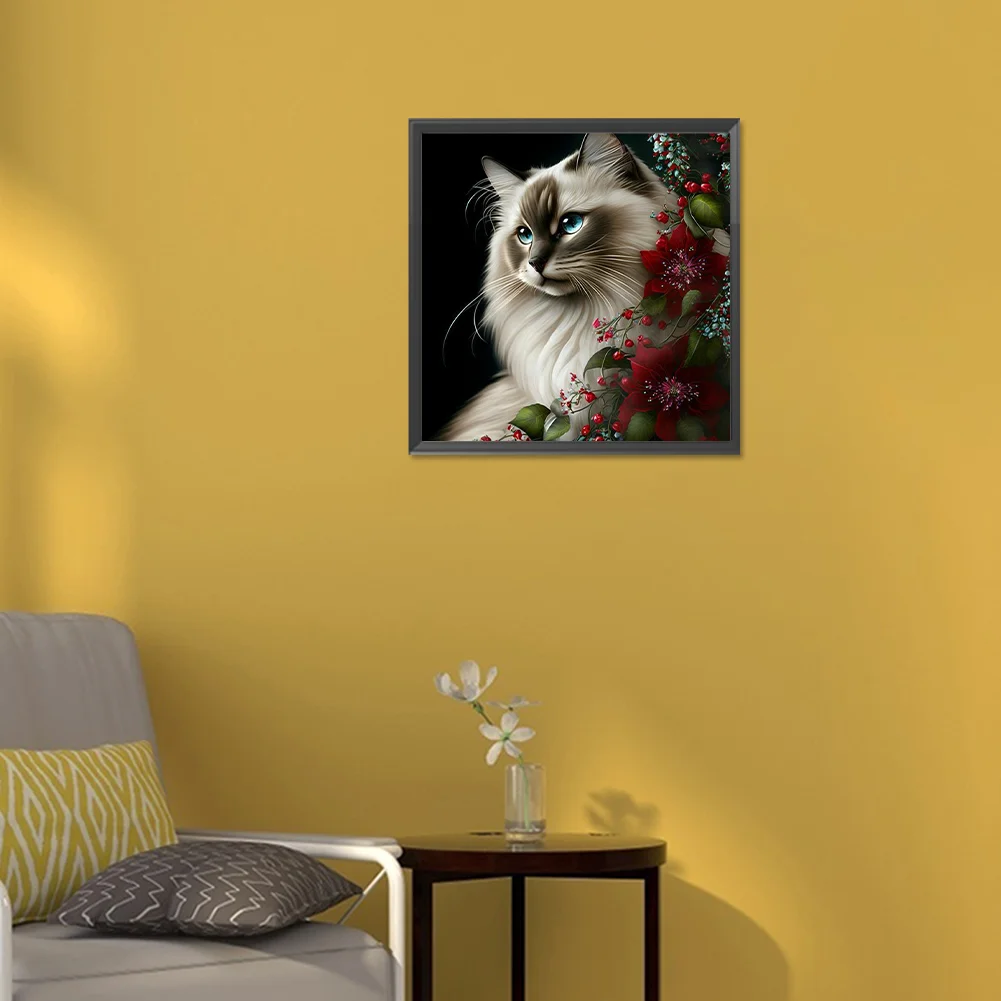 Diamond Painting - Full Round Drill - Flower Cat(Canvas|30*30cm)