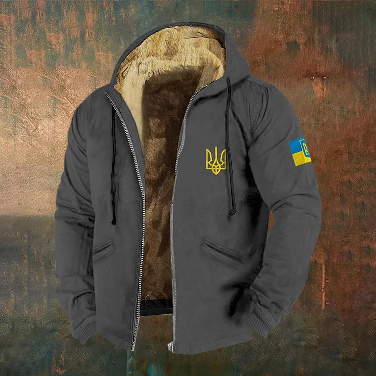 Men Support Ukrainian Trident Symbol Zipper Hoodie