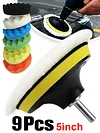 9 Pcs 5 Inch Buffer Drill Wheel Polisher Reusable Buffing Waxing Sponge Pads Kit