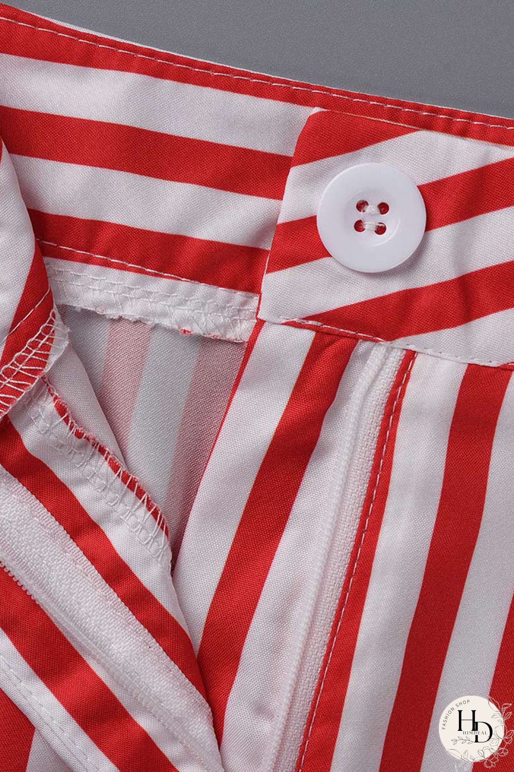 Red Casual Striped Print Patchwork Straight High Waist Wide Leg Full Print Bottoms