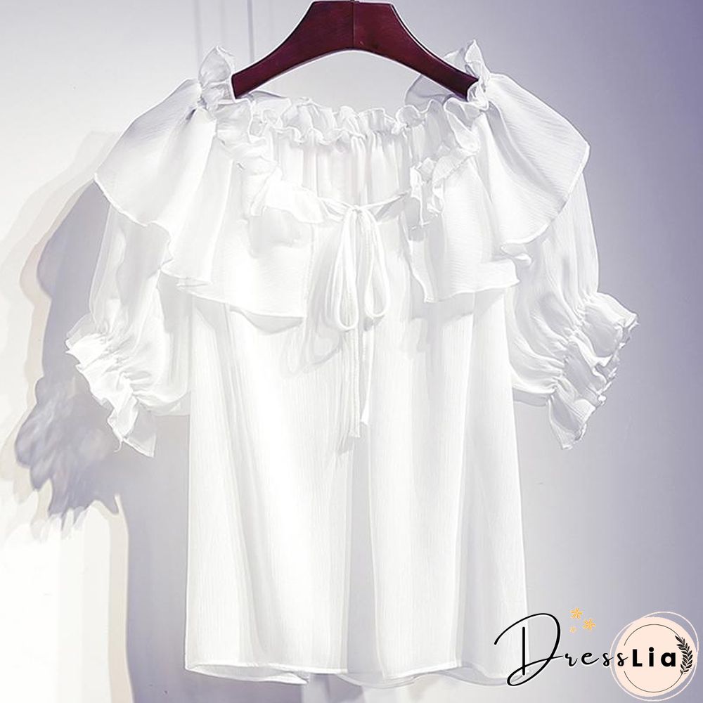 Sweet Chiffon Tee+Denim Skirt P15755