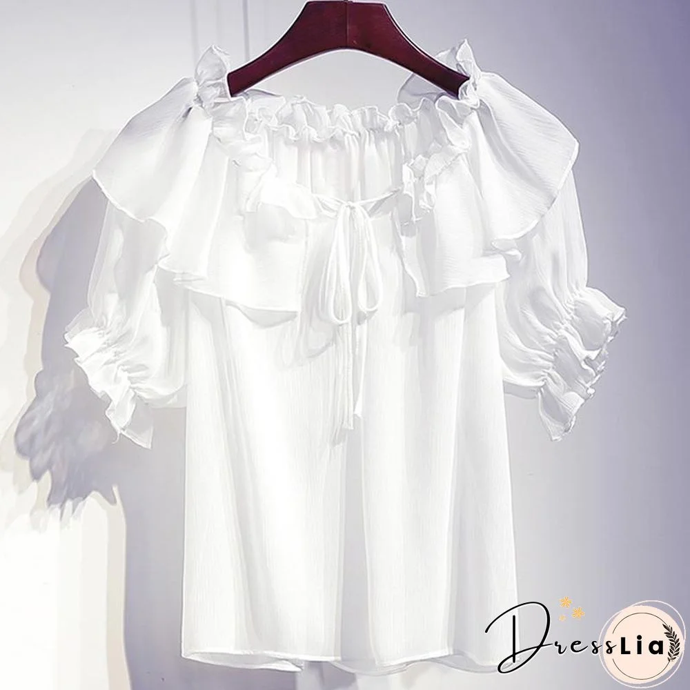 Sweet Chiffon Tee+Denim Skirt P15755