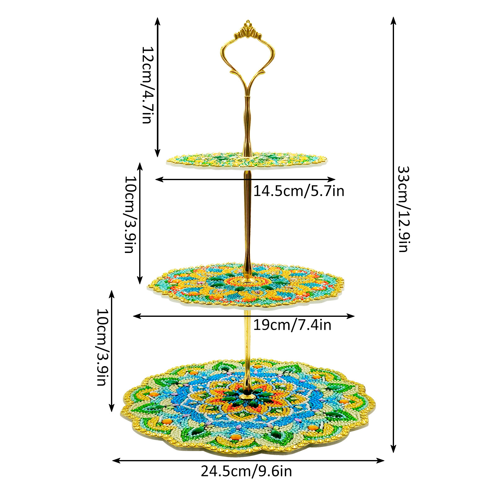 Cross border DIY diamond painting three-layer three-dimensional bracket dining plate Mandala diamond painting 5d diamond embroidery dessert bracket