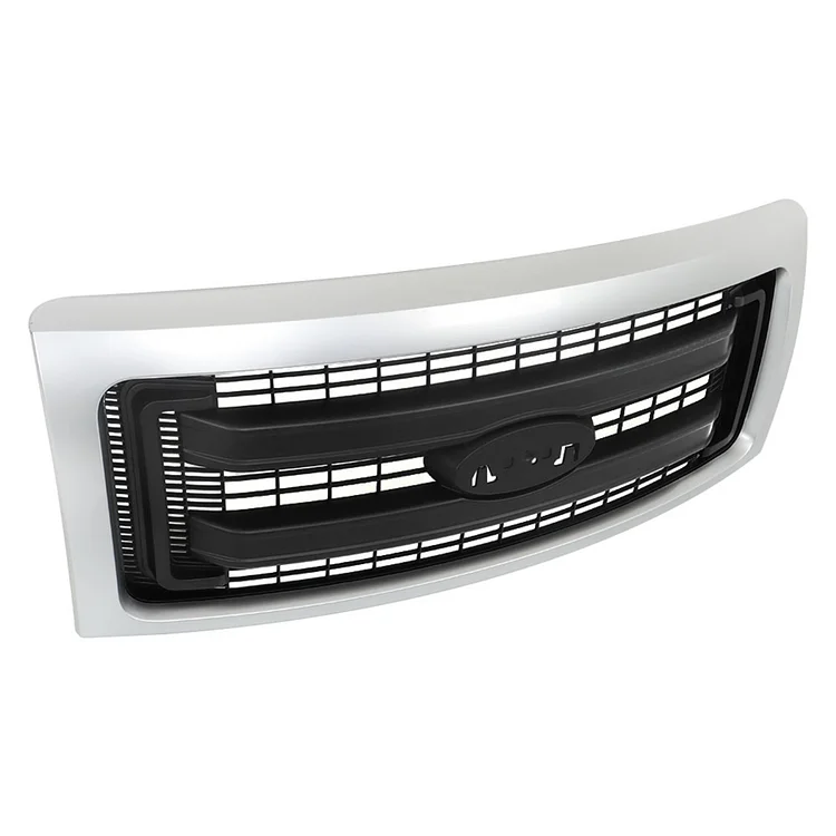 SEBLAFF Front Bumper Upper Grille Silver and Black Grill Radiator Replacement for 2009 2010 2011 2012 2013 2014 F150 CL3Z8213A