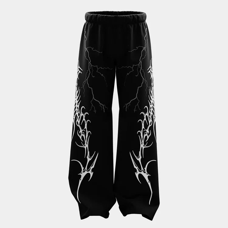 Typhoon Black Unisex Straight Fit Baggy Pants