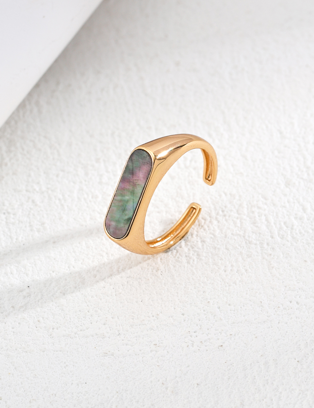 Minimalist Black Mother-of-Pearl Ring