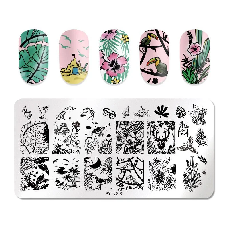 PICT YOU Nail Stamping Plates Square Overprint Wave Series Nail Art Image Stamp Stainless Steel Stencils Nail Tools F001-Nail Inspo