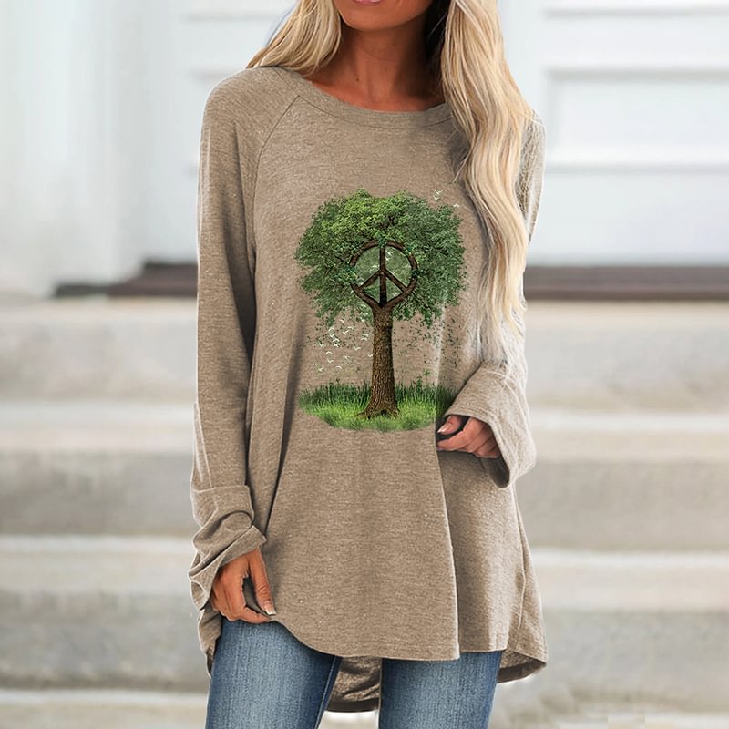 The Tree Of Peace Printed Loose T-shirt