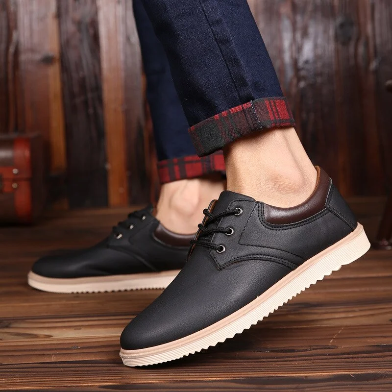 2021 New Men's Shoes British Style Retro Leather Boots Men's Fashion Casual Shoes Trend Low-cut Tooling Shoes Men