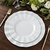 10 Pack | 9" White Hard Plastic Dinner Plates with Gold Ruffled Rim, Heavy Duty Disposable Dinnerware