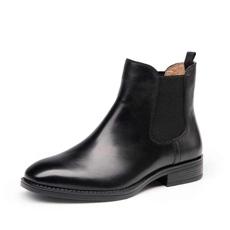 Christmas Gift BeauToday Chelsea Boots Women Genuine Calfskin Leather Plus Size Autumn Winter Fashion Brand Ankle Shoes Handmade 03025