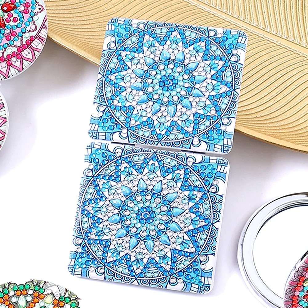 DIY Diamond Painting Makeup Mirror Mandala Pattern Portable Pocket Mirror