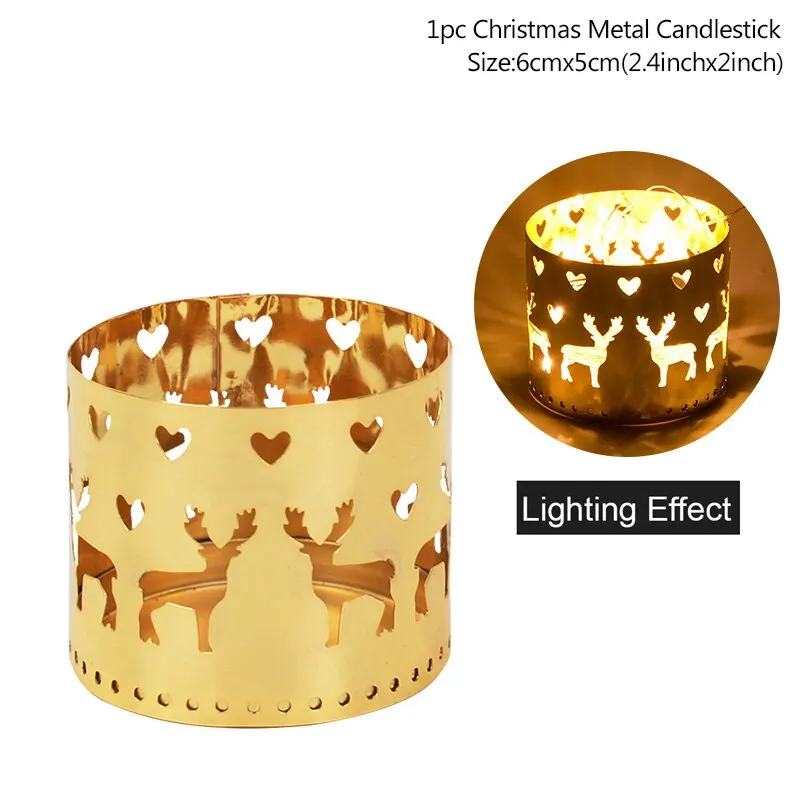 Xmas Iron Hollow Candle Holder Merry Christmas Decorations For Home Table Ornaments Noel Navidad Natal New Year Gifts 2022