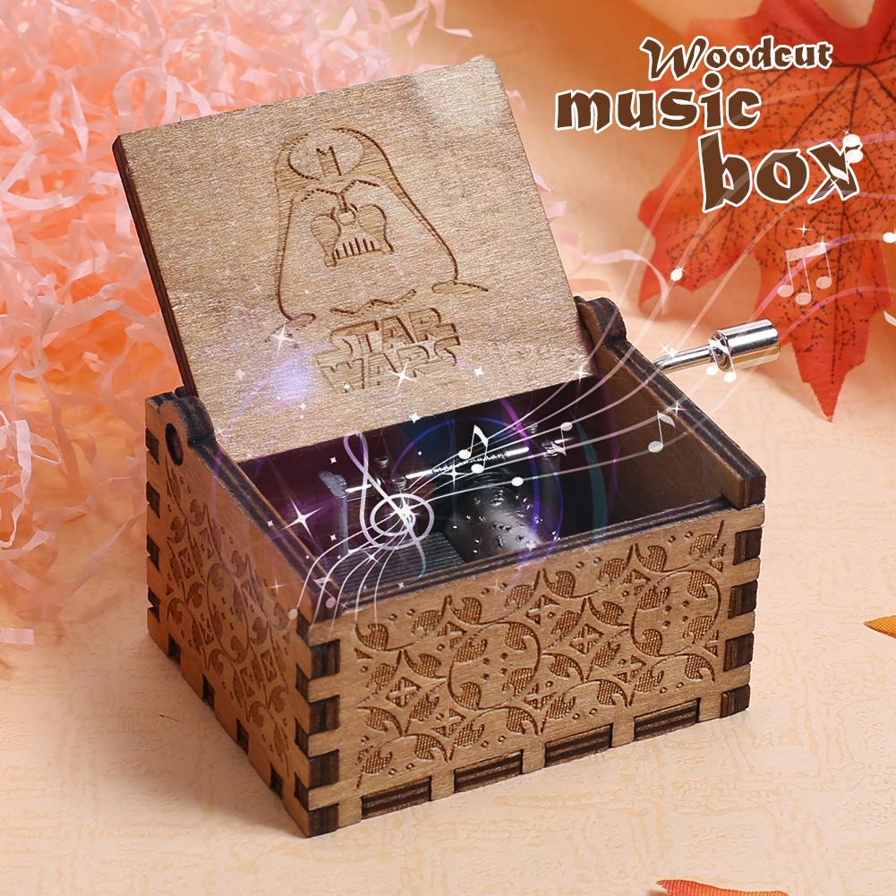 STAR WARS Music Box Engraved Wooden Music Box Crafts Kids Toys Xmas Gifts