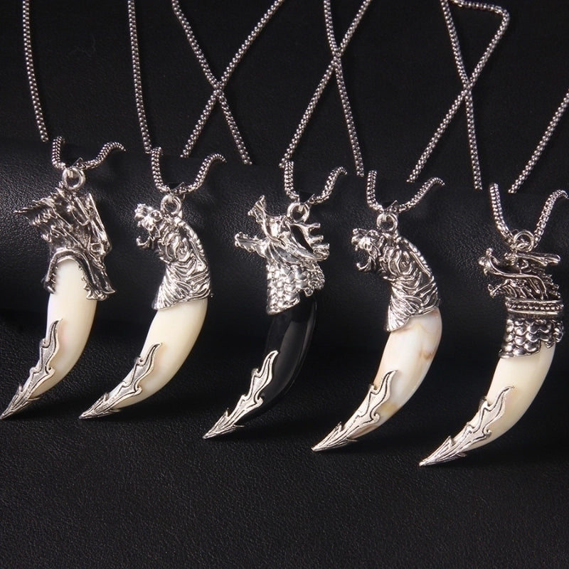 Retro Commute Animal Teeth 201 Stainless Steel Arylic Zinc Alloy Acrylic Men's Pendant Necklace