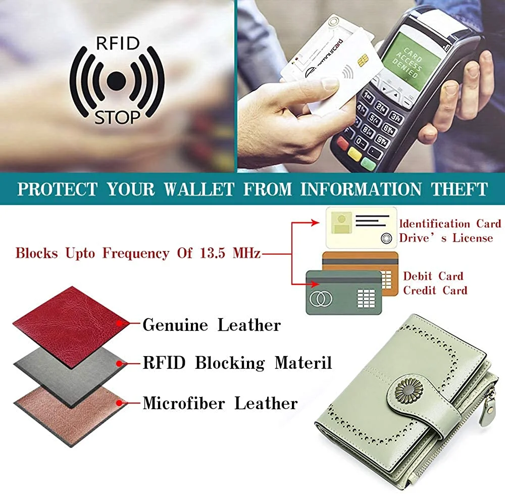 Women Wallet Genuine Leather Bifold Purse