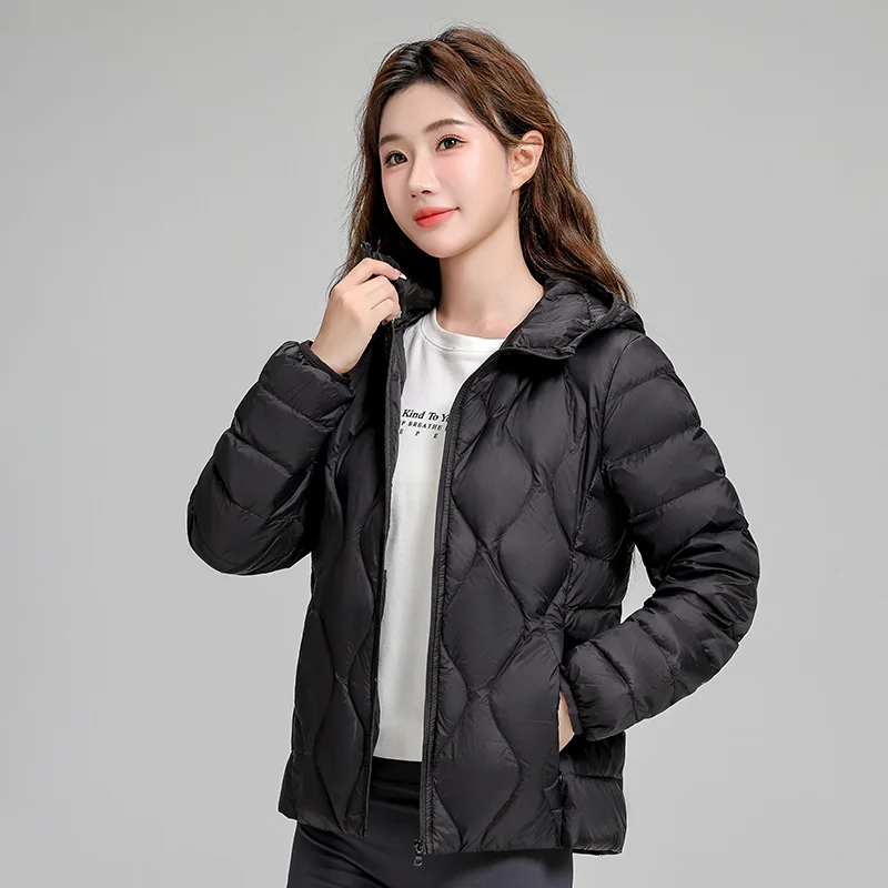 Toloer Autumn And Winter New Light Down Jacket Female Short Style Hooded Gourd Style Hooded Pressure Line Slim Inner Bladder Coat Tide-Outfit Ideas