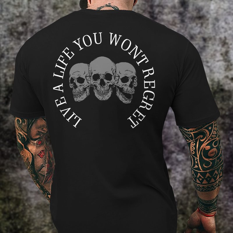 Livereid Live A Life You wont Regret Skull Printed Men's T-shirt - Livereid