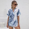 Ladies' V-neck Tie-Dye Printing Casual T-Shirt Chiffon Shirt